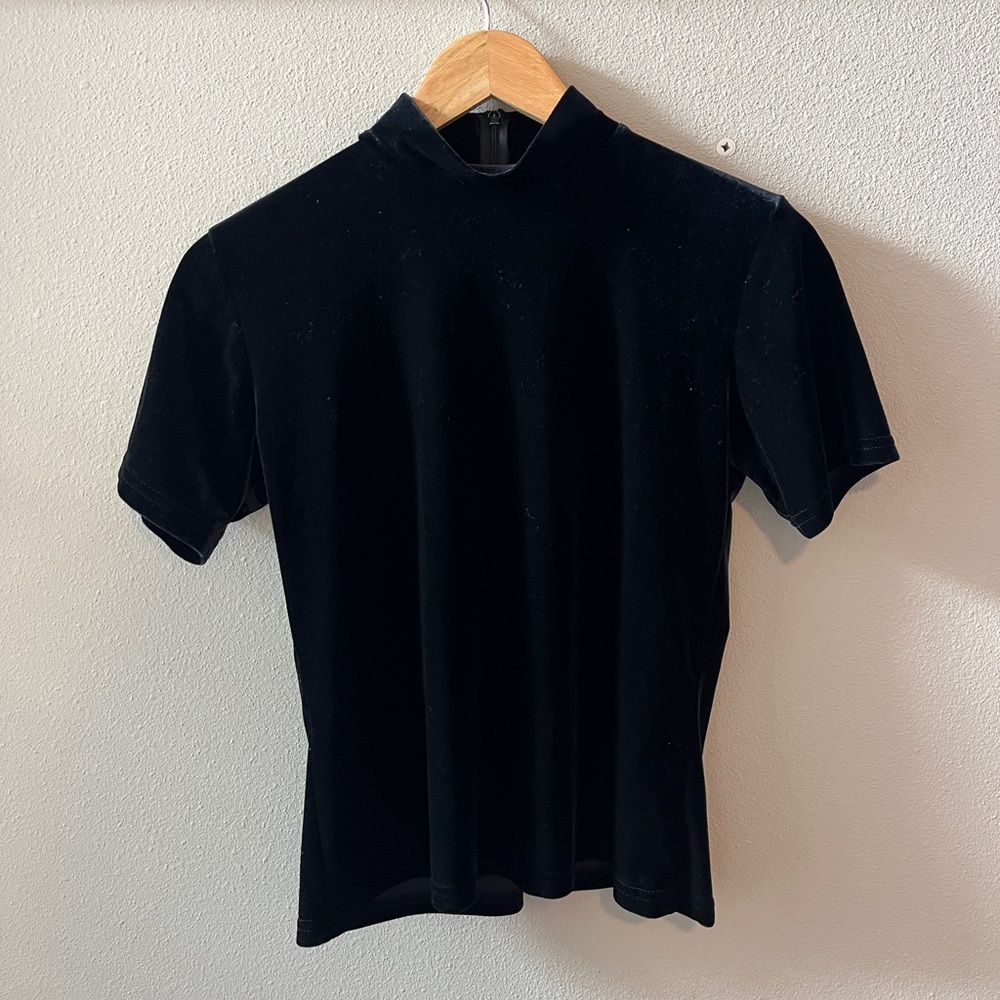 Black High Neck Velvet Top